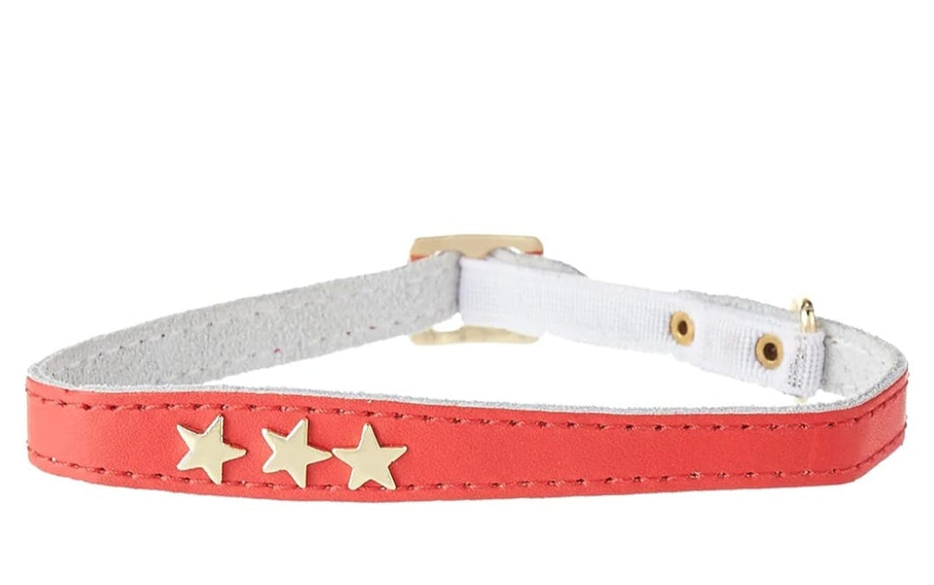 Bobby etoiles leather cat collar gilded stars