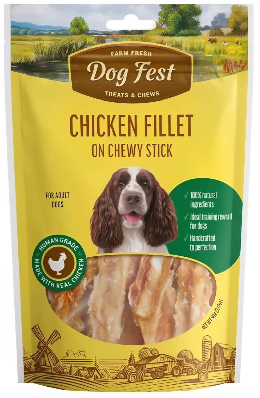 Dog Fest Treats And Chews Chicken Fillets On Chewy Stick 90g
