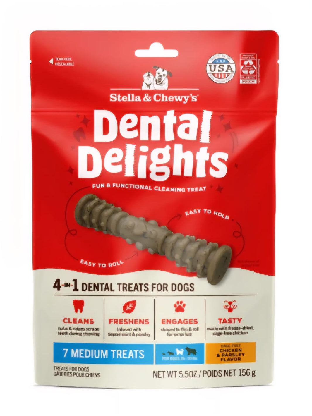 Stella And Chewy's Dental Delights 7 Medium Dogs Treats 156g