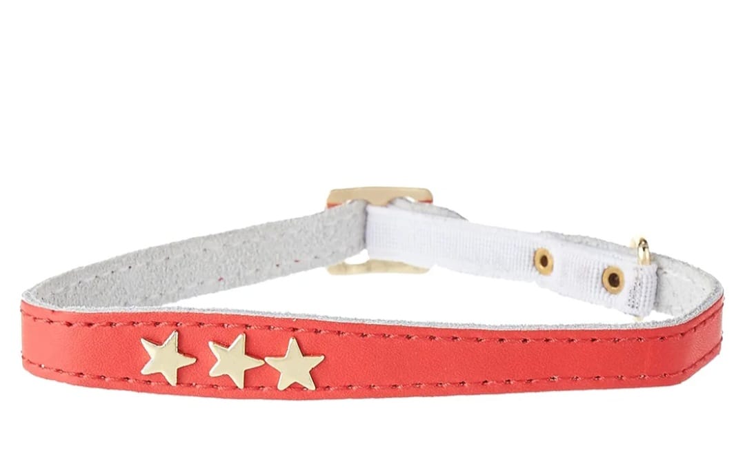 Bobby etoiles leather cat collar  gilded stars