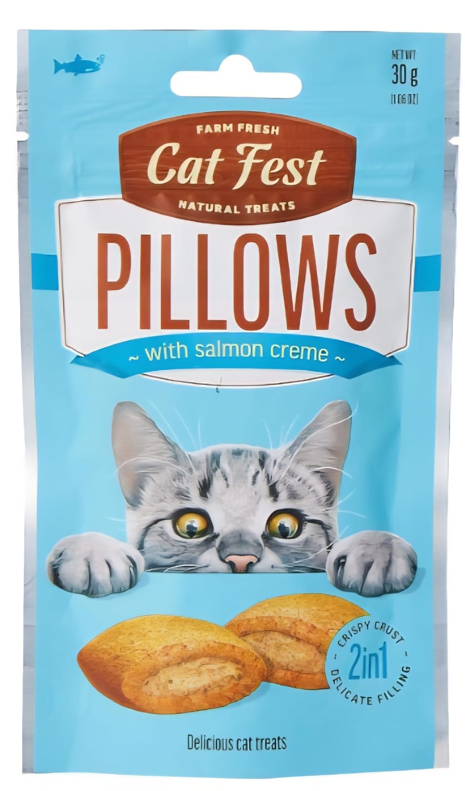 Cat Fest  Natural Treats Pillows With  Salmon  Creme 30g