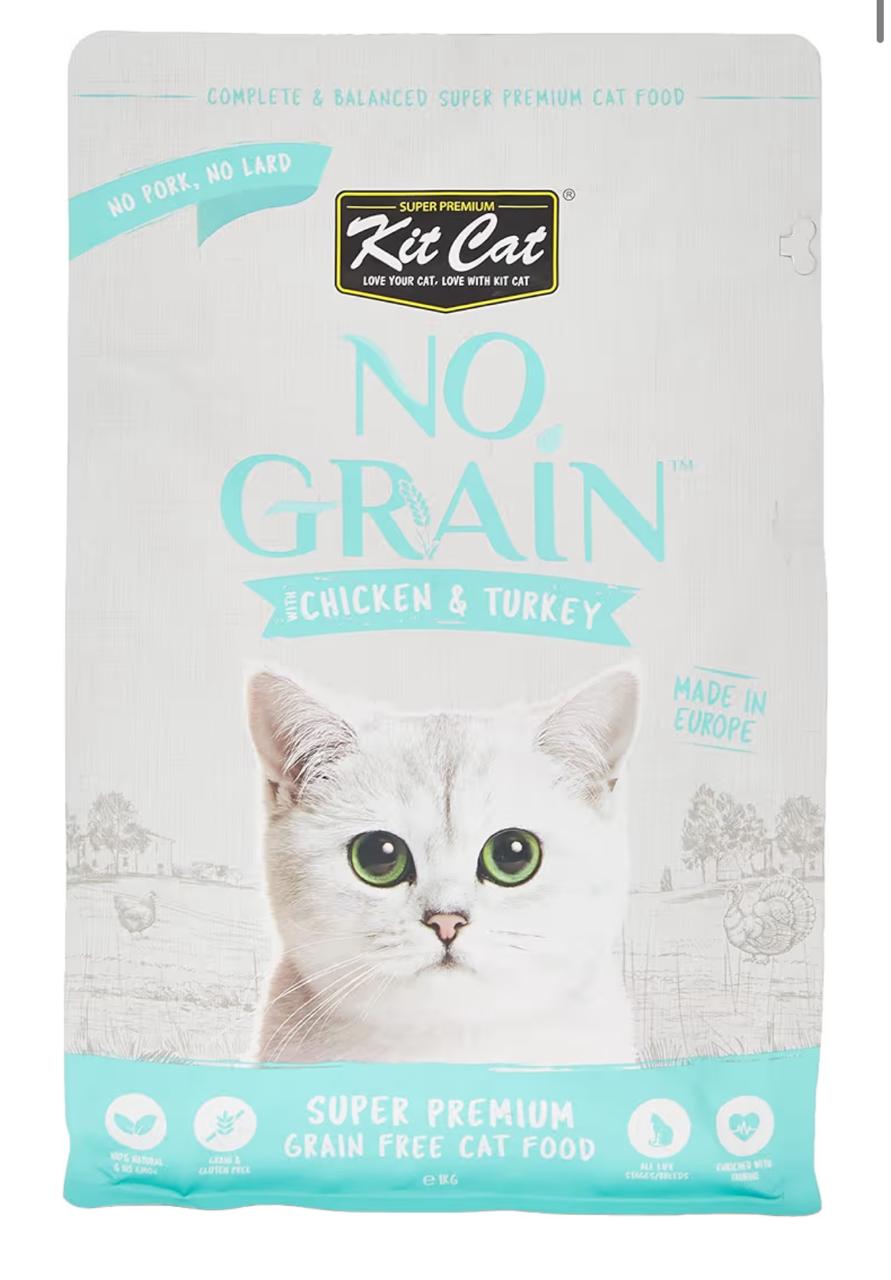 Kit Cat No Grain Chicken & Turkey Super Premium Cat Dry Food - 1KG