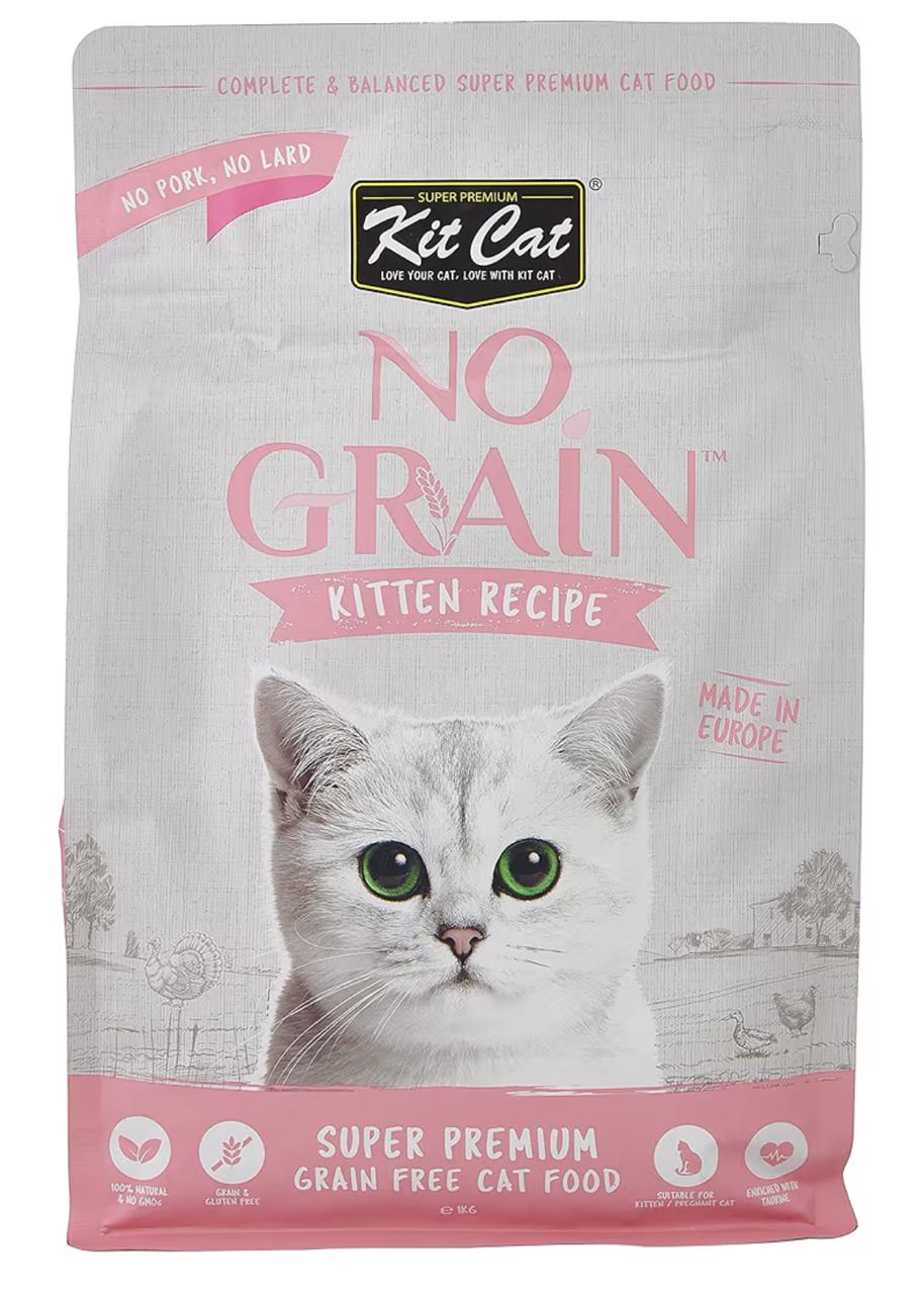 Kit Cat No Grain Kitten Recipe Super Premium Dry Food 1Kg, Pink/White