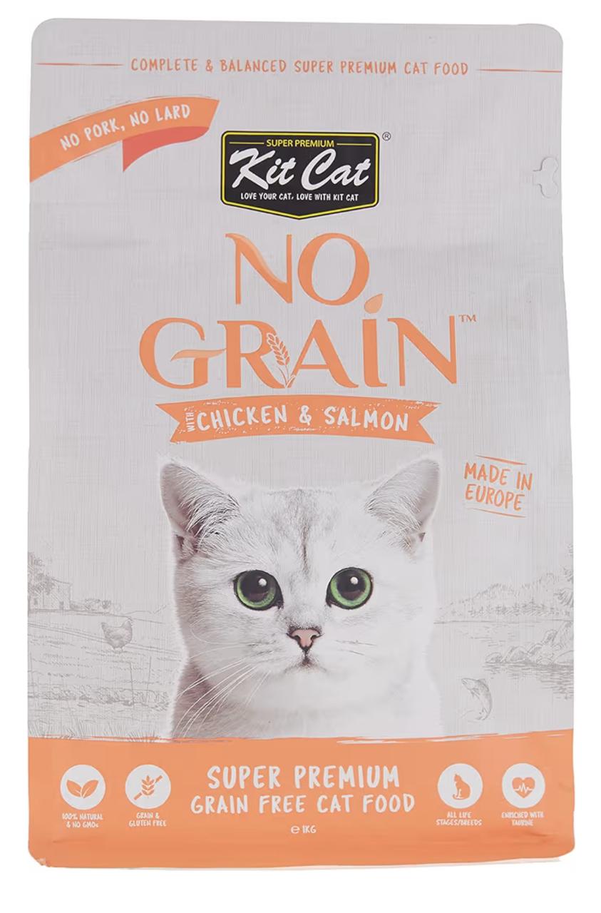 Kit Cat No Grain Super Premium Food with Chicken & Salmon 1kg, white