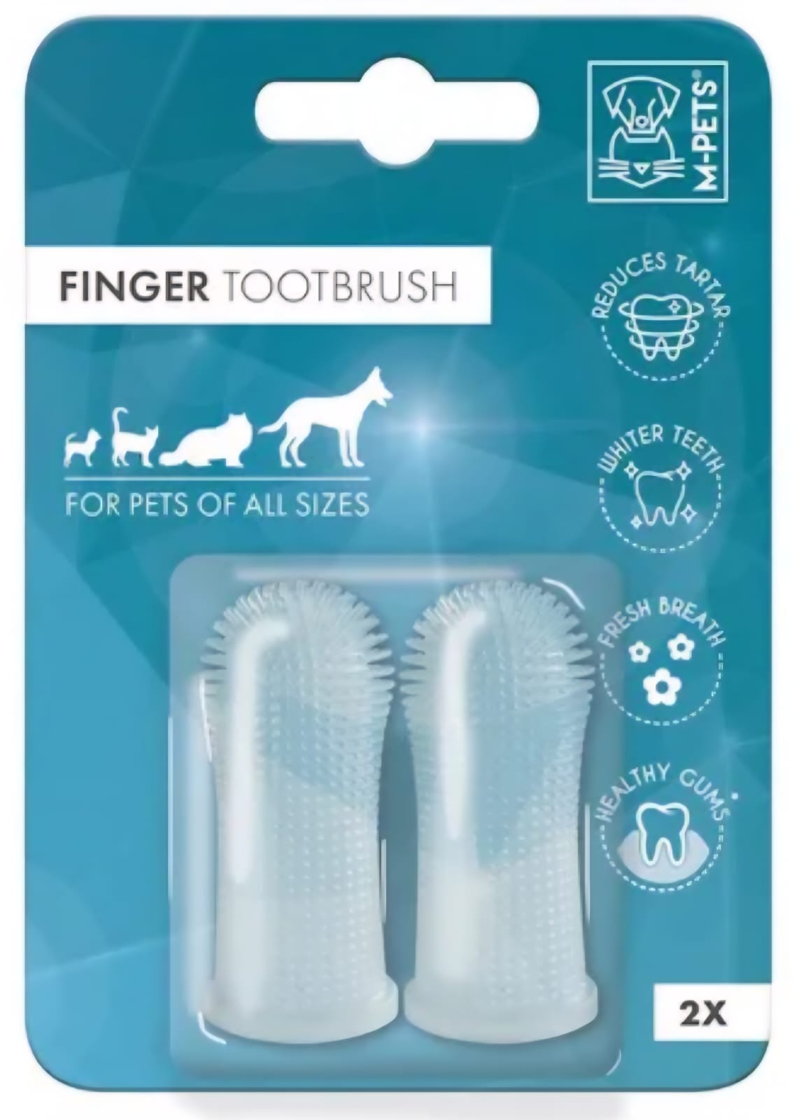 M-PETS Silicone Finger Toothbrush for Pets - 2 Piece Set
