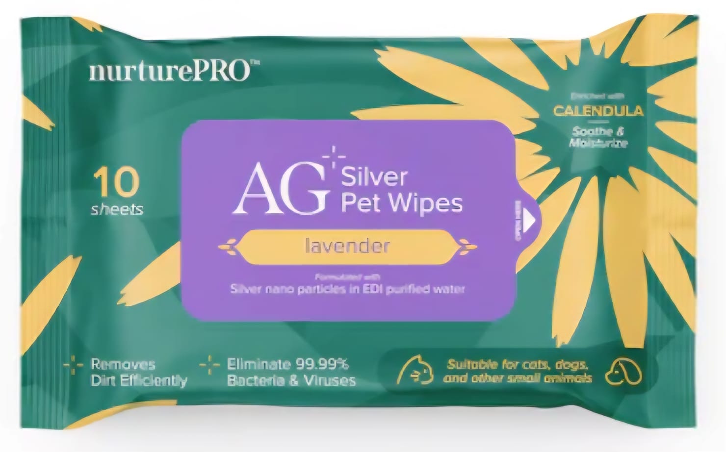 Nurturepro  Ag Silver Pet Wipes Lavender  10 Sheets