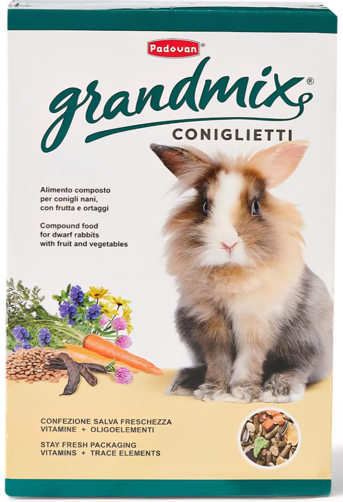 Padovan Grandmix Coniglietti Food for Rabbits with Fruit & Vegetables – 850 g