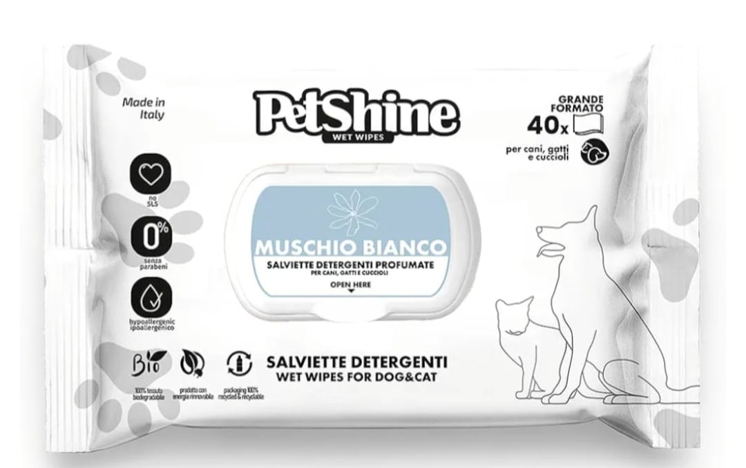 Petshine wet wipes muschio bianco