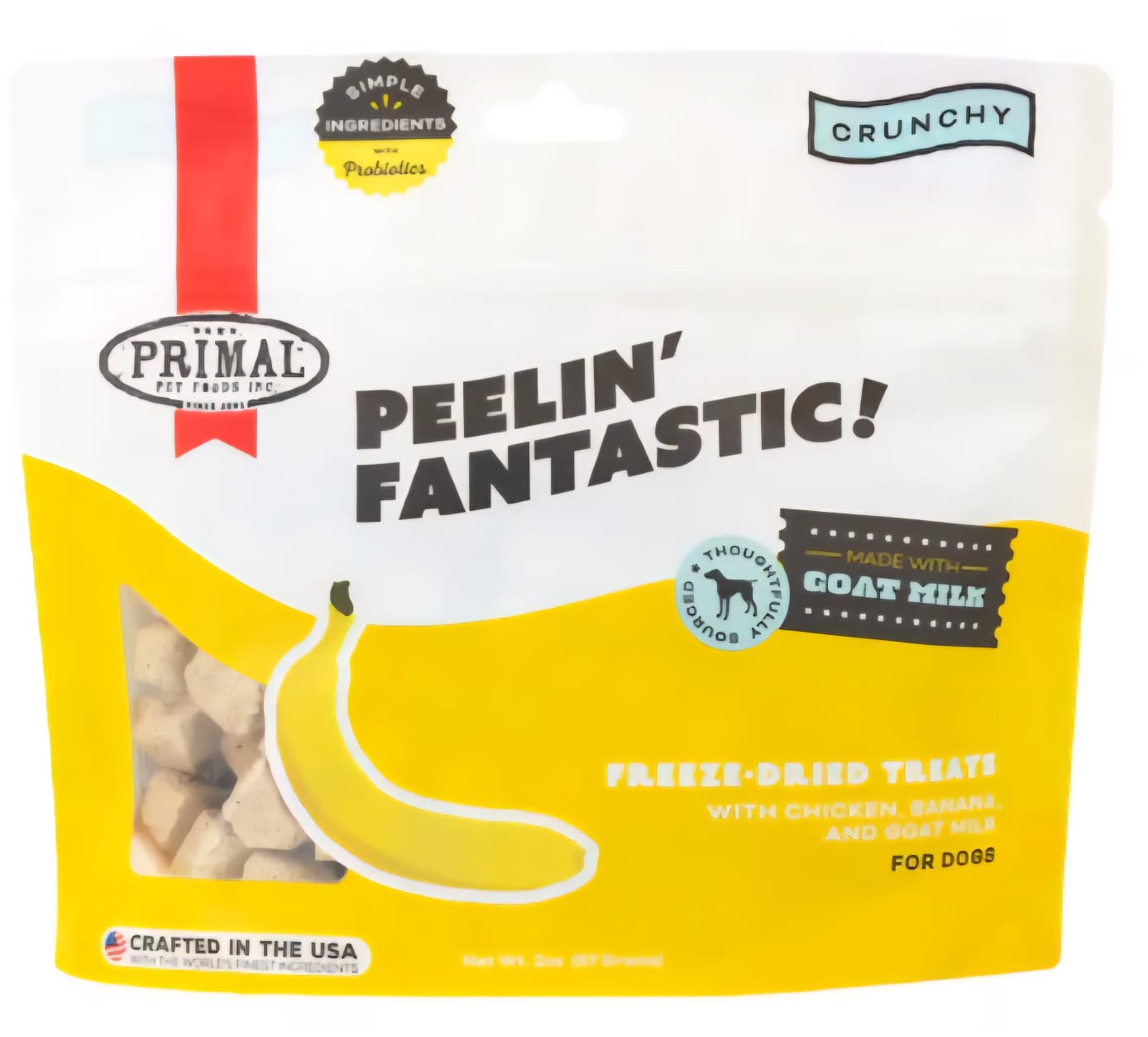 Primal Crunchy  Freeze Dried Treats  With Chicken Banana And Goat Milk For Dogs 57g