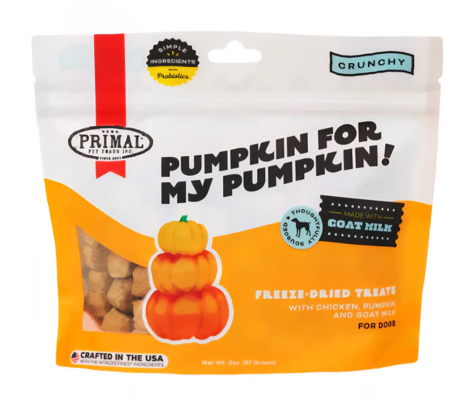 Primal Crunchy Freeze Dried Treats With Chicken  Pumkin And  Goat Milk For Dogs 57g