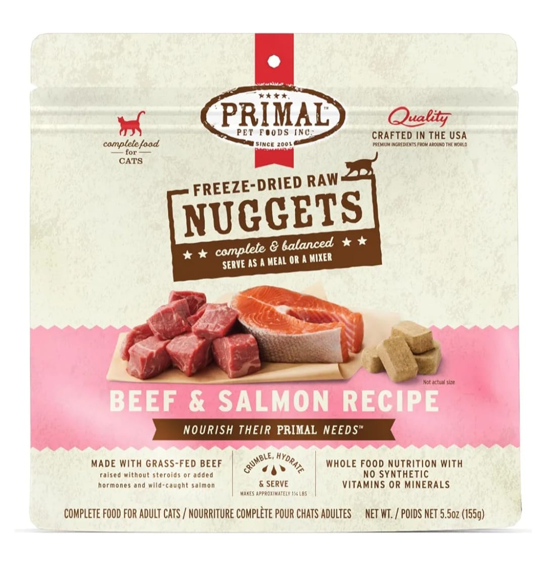 Primal Freeze Dried Raw Nuggets  Beef  And Salmon 155g