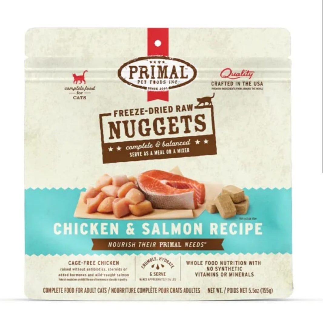 Primal Freeze Dried Raw Nuggets Chicken  And Salmon for cats  155g