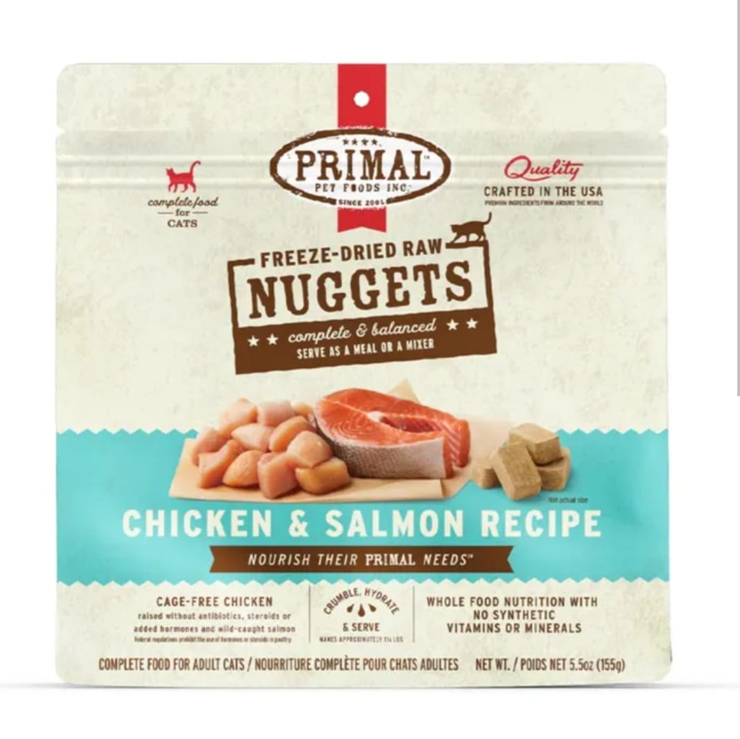 Primal Freeze Dried Raw Nuggets Chicken  And Salmon for cats  155g
