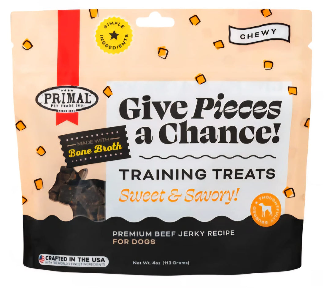 Primal Give Pieces A Chance Sweet And Savory Premium Beef Jerky Recipe For Dogs 113g