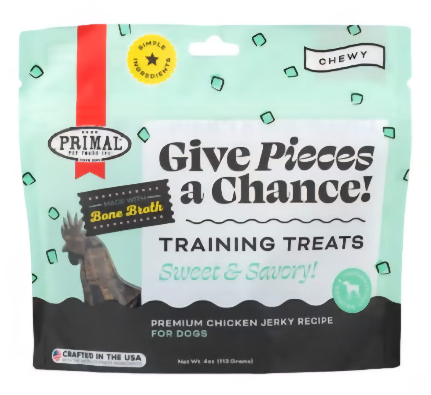Primal Give Pieces A Chance Sweet Savory Premium  Chicken Jerky Recipe  For Dogs 113g
