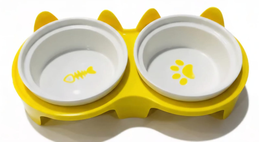 SAAS Ceramic Bowl With Stand – 2 Piece (Yellow)