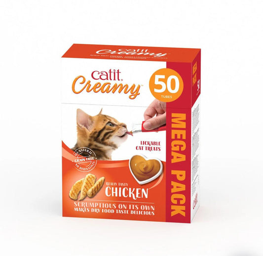 Catit Creamy Treats Mega Pack Chicken, 50 tubes/box