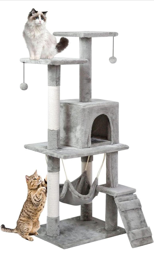 SKY-TOUCH Cat Tree Tower｜Durable Cat Condo with Sisal Scratching Posts｜Cozy Cat House,｜Ladder & Resting Platforms for Indoor Use | Assembly accessories