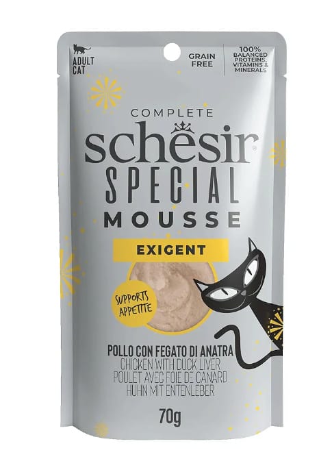 Schesir Special Mousse Exigent for Cat Chicken With Duck Liver Wet Food 70g