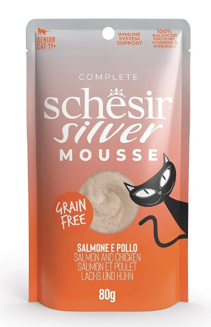 Schesir Silver Mousse Senior Cat - Salmon And Chicken 80g x 12 Pouch