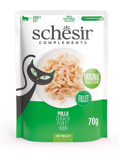 Schesir Complements Cat Wet Food in Jelly Pouch- Chicken 70gx12
