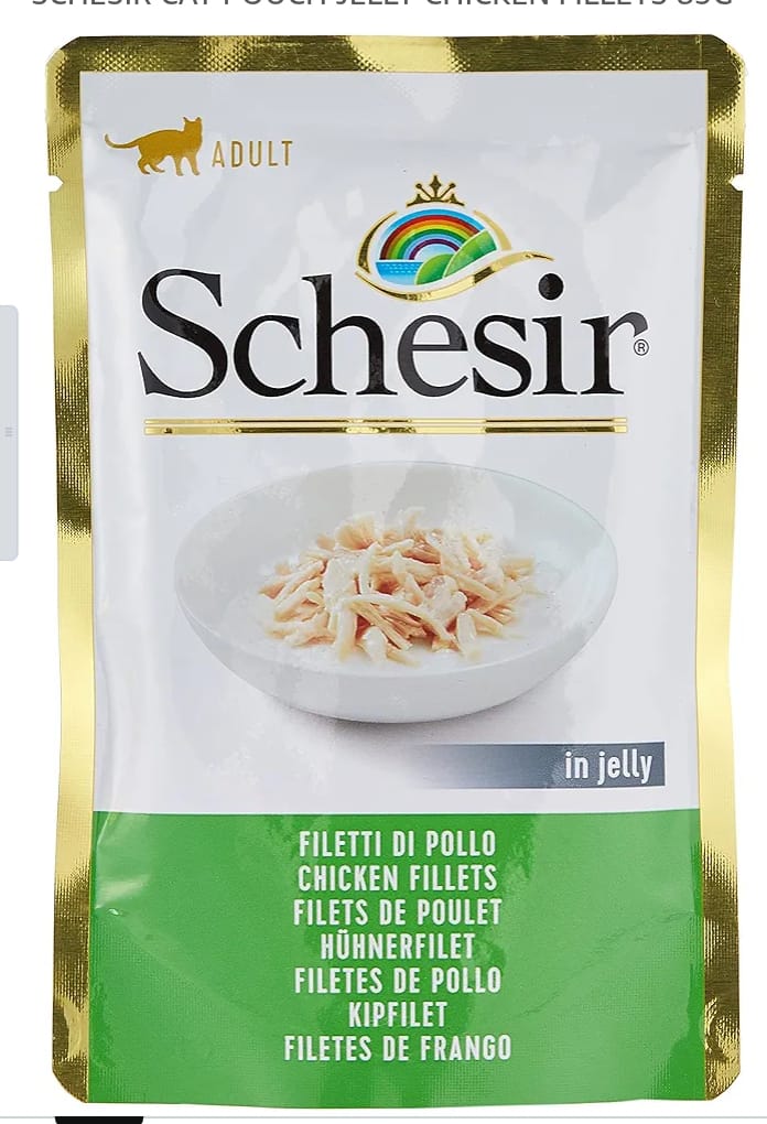 SCHESIR CAT POUCH JELLY CHICKEN FILLETS 85G