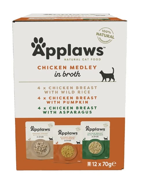 APPLAWS CAT CHICKEN MULTIPACK 12 X 70G POUCH