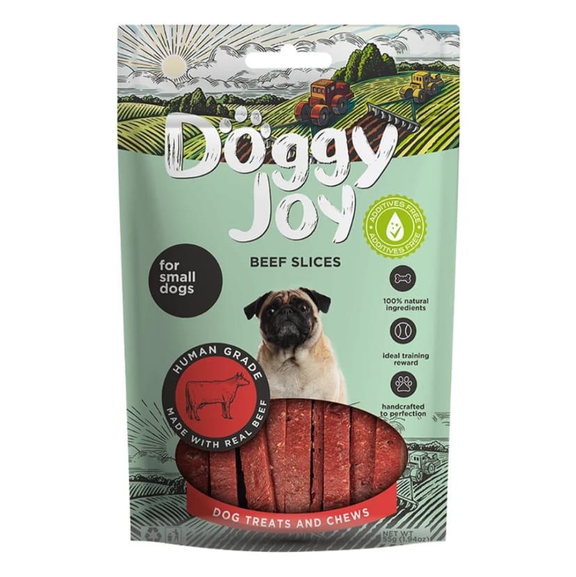 Doggy Joy Beef Slice Dog Treats And Chews For Small Dogs 55g