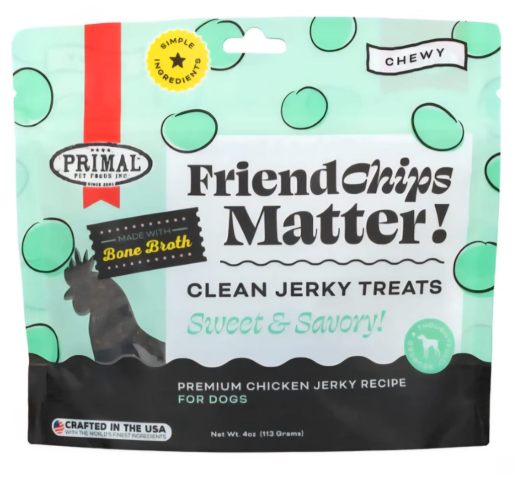Primal Friend Chips Matter Sweet Savory  Premium Chicken  Jerky Recipe  For Dogs  113g