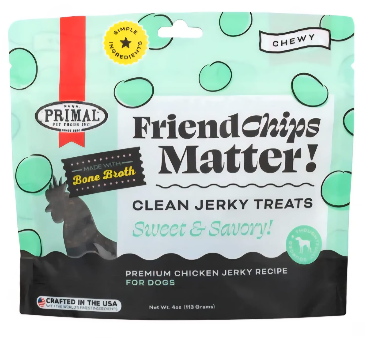 Primal Friend Chips Matter Sweet Savory  Premium Chicken  Jerky Recipe  For Dogs  113g